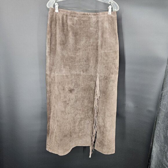 Saddle Ridge Dresses & Skirts - Saddle Ridge Skirt Juniors 9/10 Brown Suede Fringe Western Cowboy Long Boho